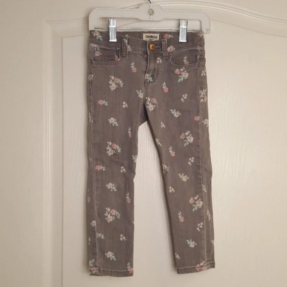 Oshkosh Gray Floral Stretch Denim Jeans